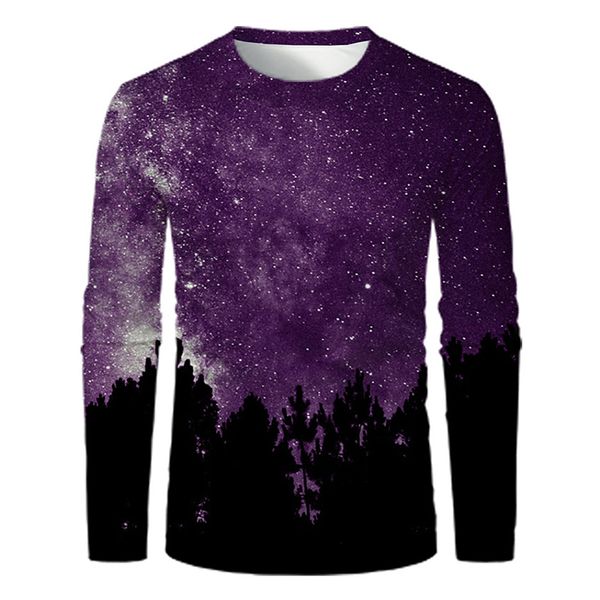 

night sky mens 3d print t-shirt visual impact party streetwear round neck long sleeves graphic optical illusion plus size print daily, White;black