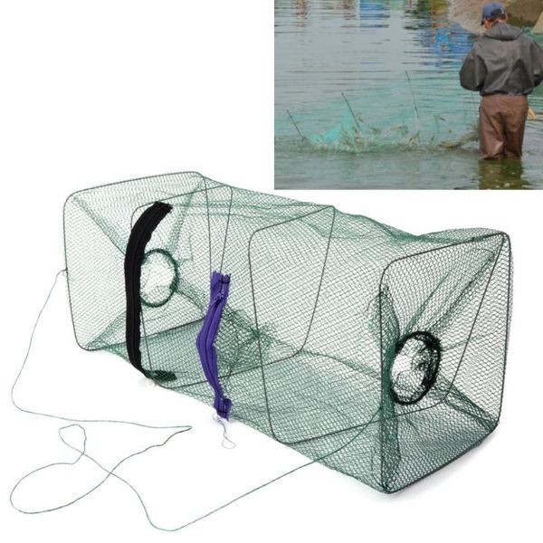 

fishing accessories promotion cage nylon cast crawdad bait minnow high shrimp net fish 1pcs dip crab foldable trap quality