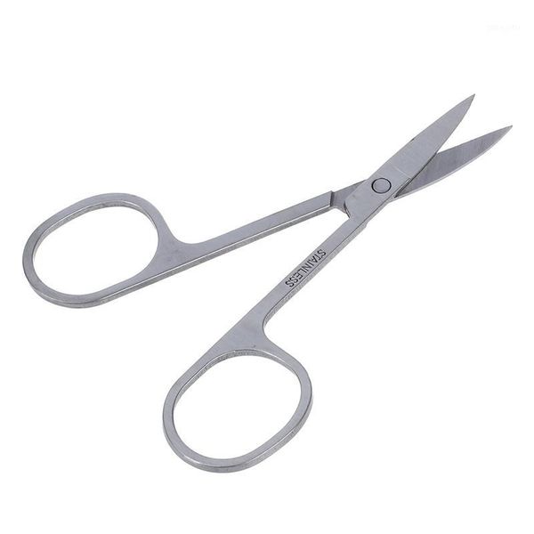 

ladies curved edge eyebrow hair scissor silver tone makeup tool1