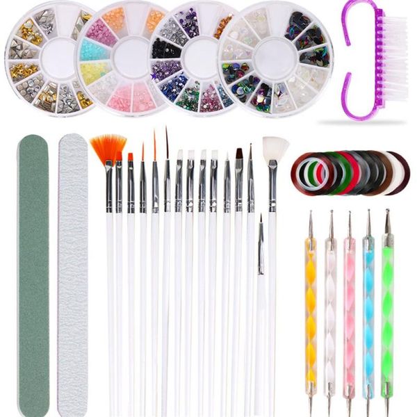 

nail art kits tools drawing pen rhinestone picker wires buffer polish bar brush kit