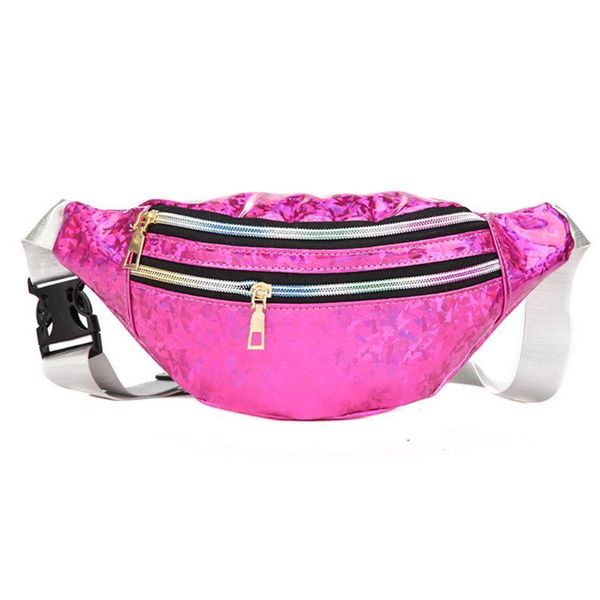 

shiny sequins waist pack zipper chest bag adjustable belt pocket crossbody bags