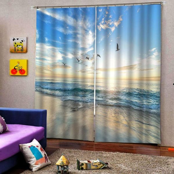

curtain & drapes custom size 3d curtains sunset sea landscape beach water horizon nature scenery window living room blackout indoor decor