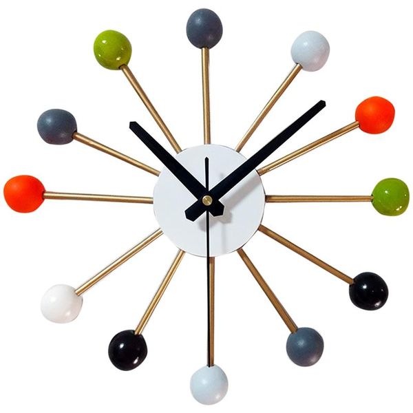 

home living room decoration modern watches wooden balls metal large wall clock design teen bedroom kitchen decor clocks