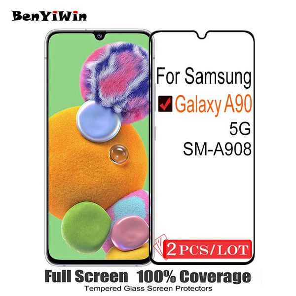 

100% original full cover screen protector tempered glass for galaxy a90 5g 9h on protective sm a908 film cell phone protectors