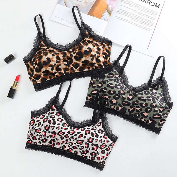 

lingerie girl spring and summer leopard sports bra, Black;pink