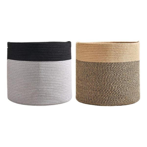 

storage baskets cotton rope hand woven plant basket for flower pot floor indoor planters organizer rustic home decoration