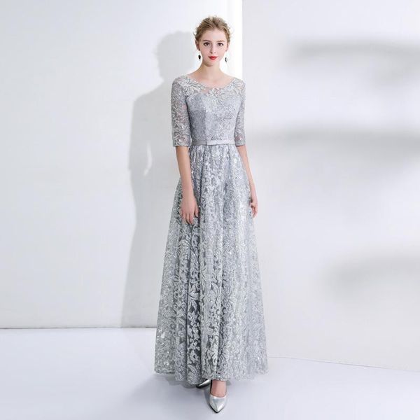 

office lady sliver o-neck prom dresses exquisite sequins trim formal party dress sweet bow long banquet gown s-3xl ethnic clothing, Red