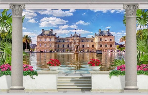 

custom p mural 3d wallpaper european garden balcony castle view home decor in the living room 3d wall murals wallpaper for walls 3 d