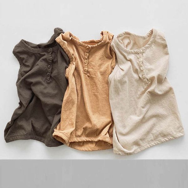 

boys tank children summer girls clothes kids clothing childrens boy cotton sleeveless vest round collar t-shirt tee b6765, Blue