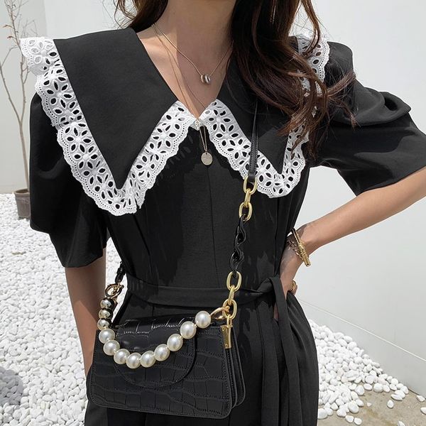 

new summer women jumpsuit traf bodysuit womens overalls female jumpsuits rompers mujer short sleeve bodycon skinny tee 210420, Black;white