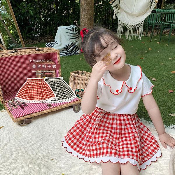 

children plaid skirt 2021 summer girls baby korean princess skirts