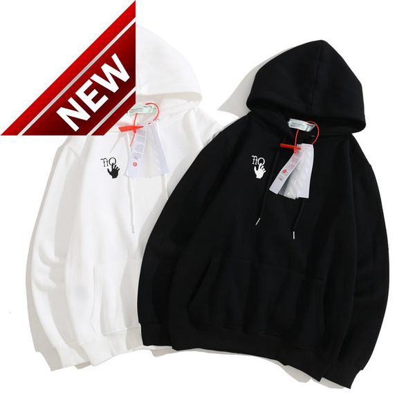

off new letter palm 2021 arrow hooded plush sweater for men and women, Black