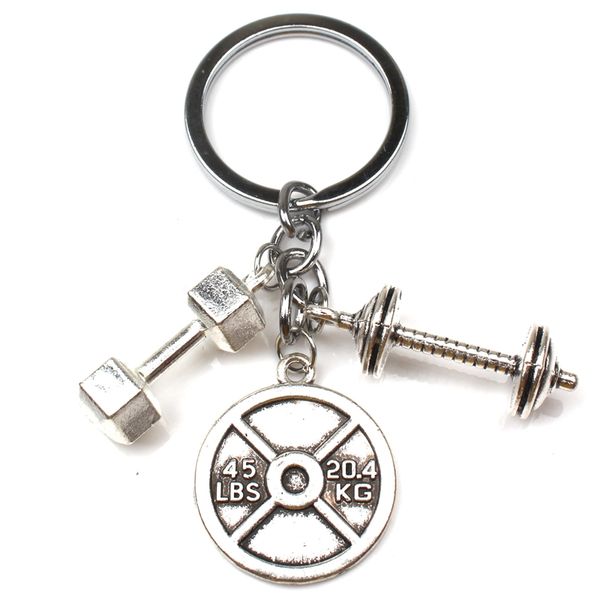 Мода Accessorie Beychain Mini Gumnbell Discus Barbell Key Ring Fitness Charm Key Цепочка Дизайнер Подарок Тренер Сувенир