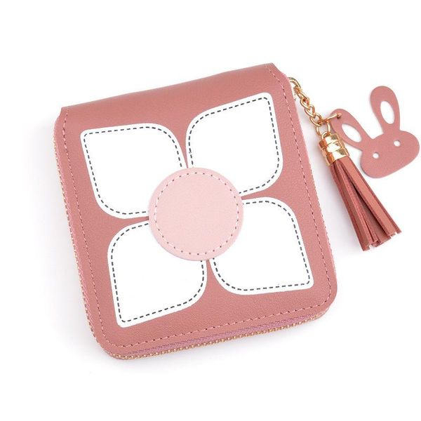 

wallets 2021 short small wallet female print flower mini square bag zipper coin purse woman, Red;black