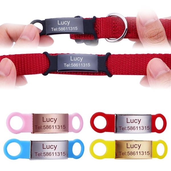 

dog tag,id card collar pet id tags personalized for dogs cats custom engraved nameplate with tensile rubber pets leash