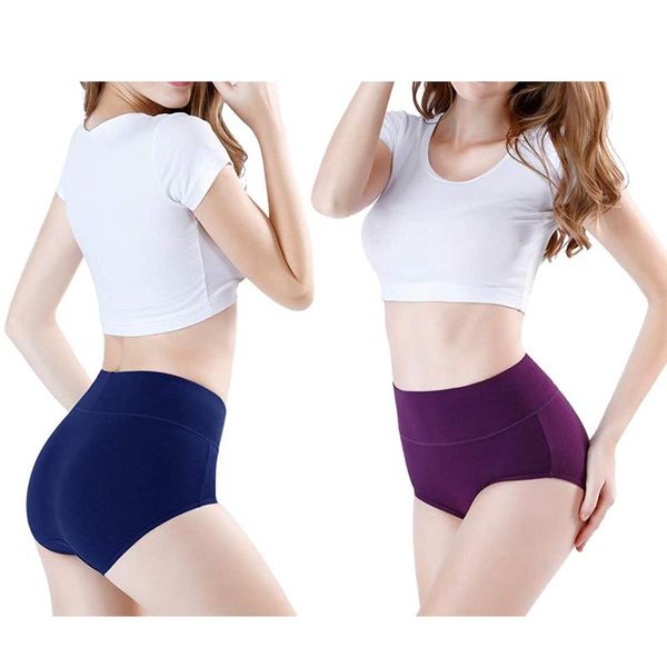 

women's panties 4pcs 100%cotton elastic soft skin friendly briefs elestic ladies underwear breathable high waist, Black;pink