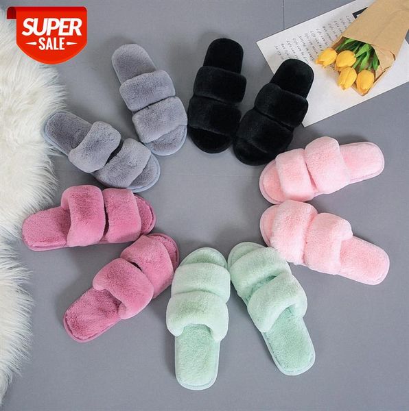 

simple plush slippers, cross korean home cotton direct supply #hu1p, Black