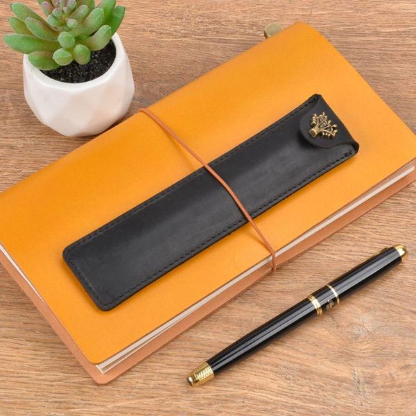 

pencil bags leather pen holder color options fountain pouch handmade ballpoint protective sleeve cover for