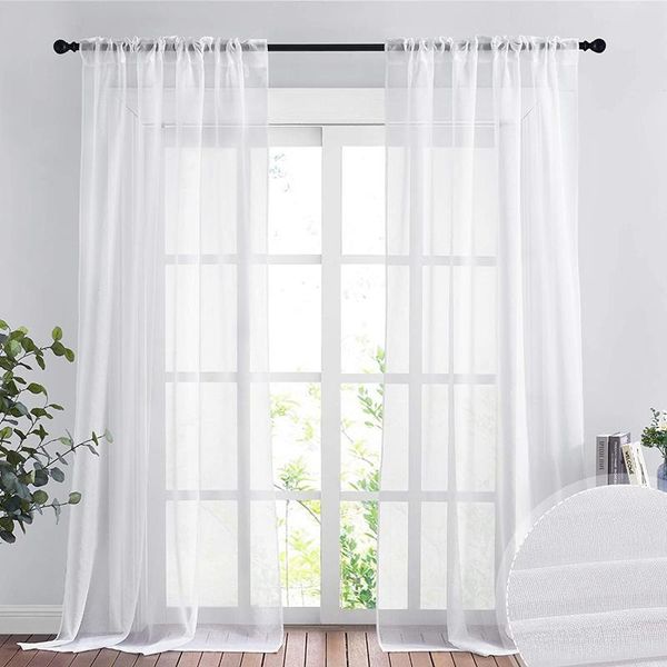 

solid white tulle sheer window curtains for living room home decoration modern voile panels curtain bedroom kitchen & drapes