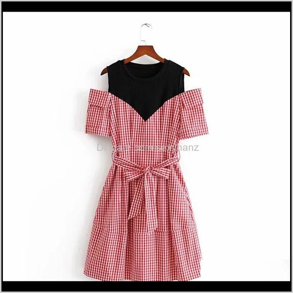 

casual dresses clothing apparel drop delivery 2021 european and american style autumn womens wild plaid careful hine strapless waist dre, Black;gray