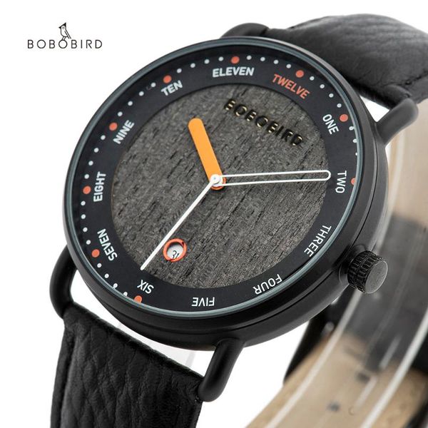 

wristwatches bobo bird fashion casual wooden watch men's auto date wristwatch genuine leather clock in gift box relogio masculino, Slivery;brown