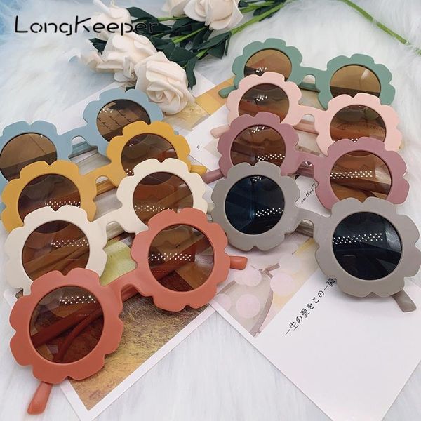 

sunglasses 2021 vintage kids round children fashion cute sun flower glasses girls boys baby sport shades eyewear uv400 gafas, Blue