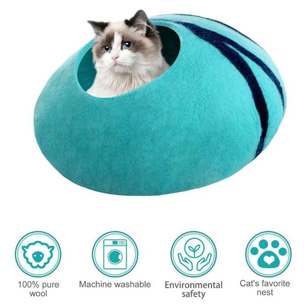 

pet bed handmade premium large wool felt cat kitten cave house beds & furniture