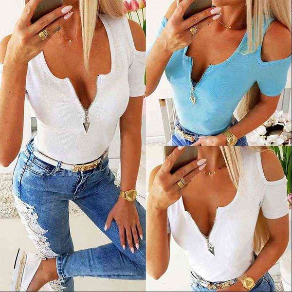 

women shirts fashion off shoulder solid color hollow out short sleeve blouse summer shirt, White
