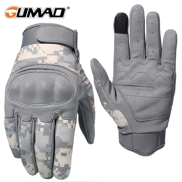 

full finger glove airsoft cycling gloves touch screen camouflage tactical military combat shooting paintball hiking biker meng, Blue;gray