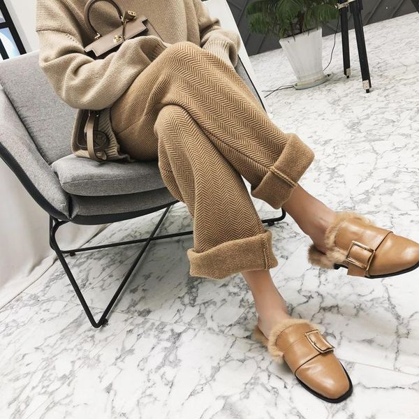 

women's pants & capris quality autumn and winter high waist straight tube thickened lace up cashmere knitted wide leg pants wool casual, Black;white