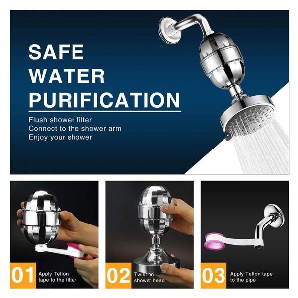 

1set high pressure shower head 15 stage water filter 5-setting showerhead nozzle d08f bathroom sets