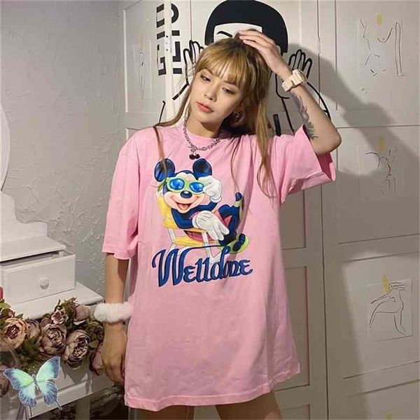 

welldone t-shirt cartoon lovers style well done t shirt pink 210420, White
