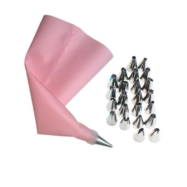 

baking & pastry tools 26pcs/set cake tool kitchen decorating silicone icing piping stainless steel cream bag nozzle converter