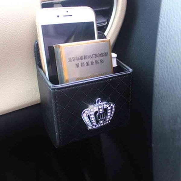 

car organizer pu leather outlet air vent storage box crown auto mobile phone holder bag stowing tidying automobiles interior accessories