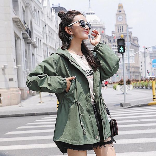 

women's jackets 2021 autumn causal windbreaker hooded women basic coats sweater zipper lightweight bomber famale, Black;brown