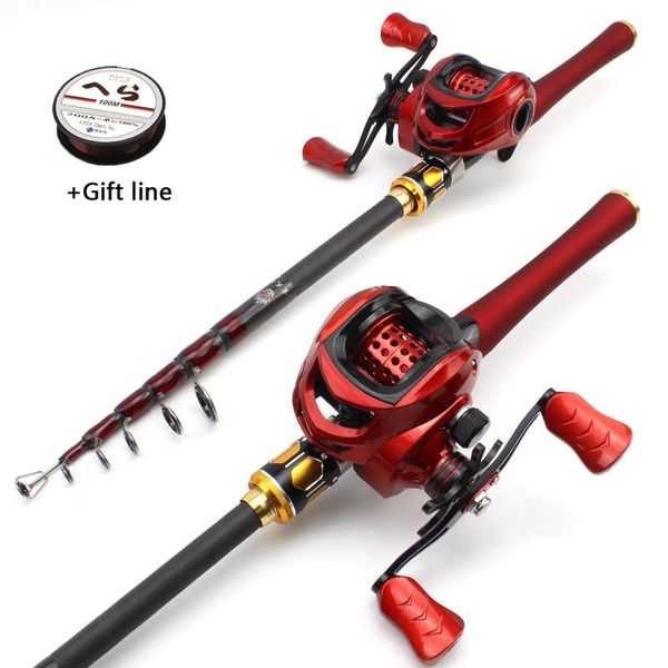 

boat fishing rods rod and reel combination, red bait casting reel, trout 1.8m-2.7m