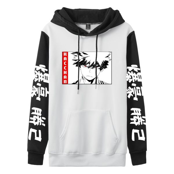 

hoodies 2021 my hero college series animation printing contrast color fashion casual hooded sweater, Black