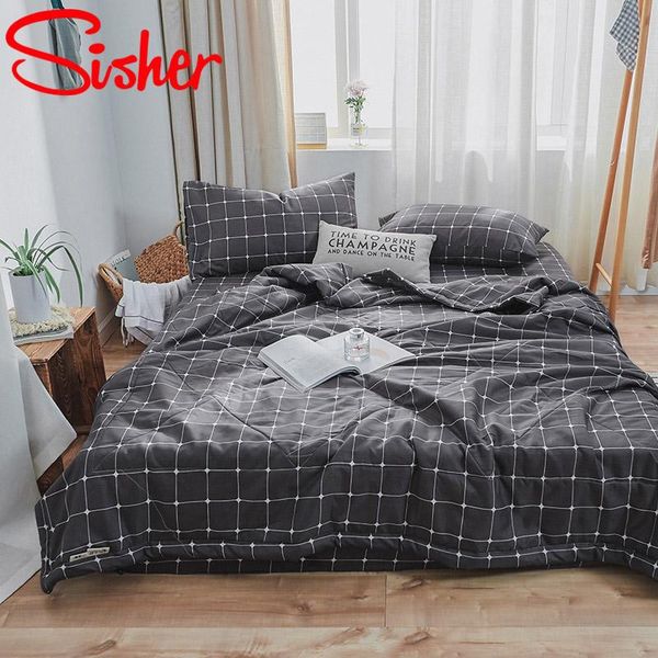 

comforters & sets summer air-conditioning quilt soft breathable blanket thin modern comforter support wash bed cover black lattice quilts no