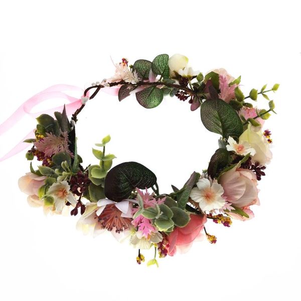 

hair accessories handmade flowers crown festival headband women headdress bridesmaid girl floral garland wedding headwear, Slivery;white