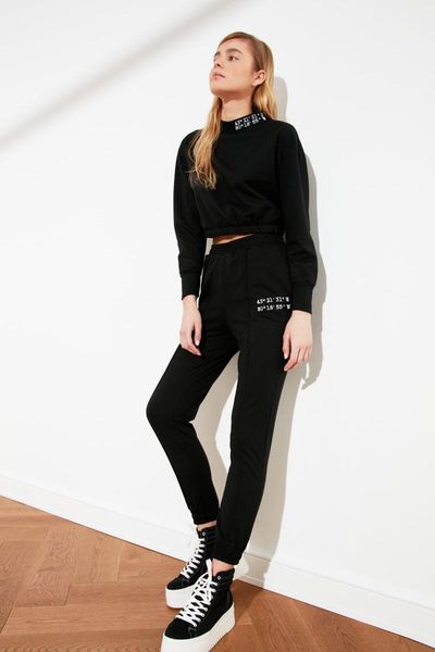 

running pants trendyol printed jogger knit sweatpants twoss21ea0013, Black;blue
