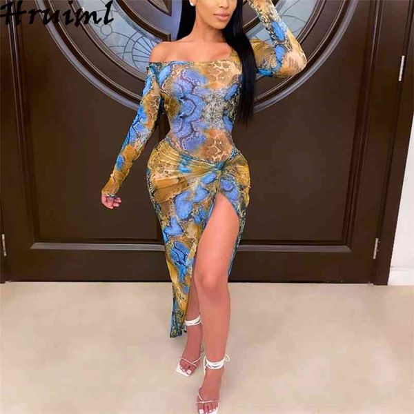 

dresses for women elegant skinny thigh slit fashiprinting long sleeve ruched dress 210513, Black;gray