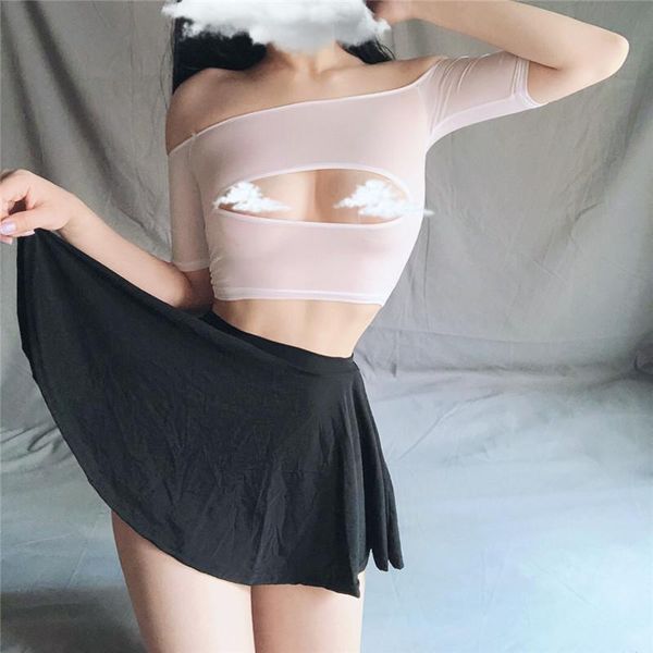 

club wear sheer womens skirt see through silk a line pleated low rise waist ruffled micro mini, Black
