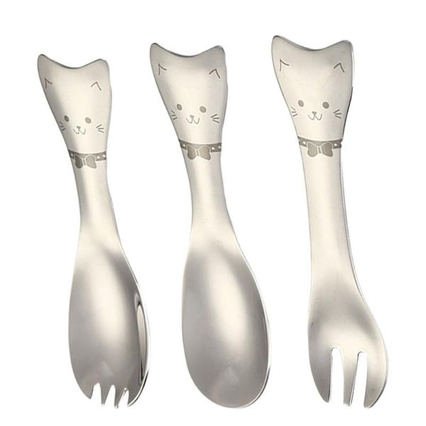 

forks 3pcs home kids ice cream spoons stainless steel handle salad fork (silver)