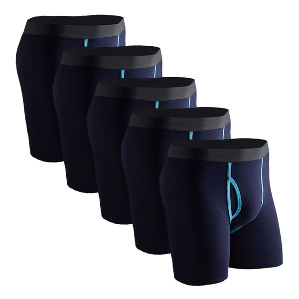 

5 pcs/lot long boxers men boxer for men cotton soft breathable mens underwear men boxershorts u-convex us size  l xl xxl, Black;white