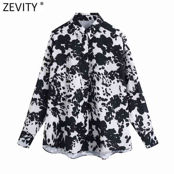 

zevity women vintage animal pattern print smock blouse office ladies casual shirts chic business kimono blusas ls7715 210419, White
