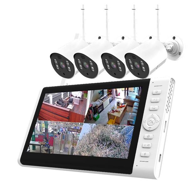 

wireless camera kits 1080p wifi surveillance set 4ch cctv 7inch lcd nvr kit support tf card plug and play xmeye app
