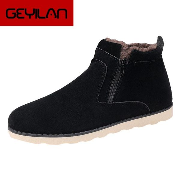 

boots 2021 winter warm plus velvet retro casual men's shoes men safety, Black