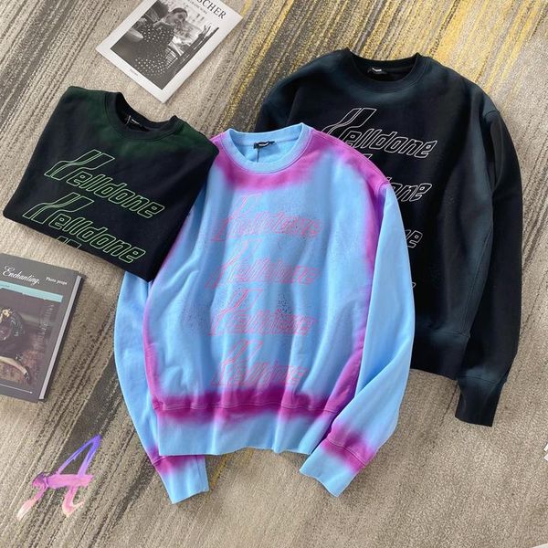 

men's sweaters we11done pullover men women fashion tie-dye spray paint color matching letter barrage welldone sweater, White;black