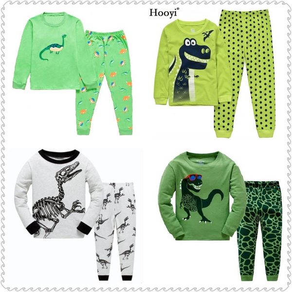 Dinosaurier Baby Jungen Pyjamas Anzug Cartoon Dino Kinder Nachtwäsche Kleidung Sets Langarm T-shirts Hosen Kinder Pijamas Weiche 210413