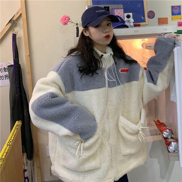 

wool lamb coat women's winter thickened cashmere small sweater 2021 new korean soft waxy cotton clothes, Black